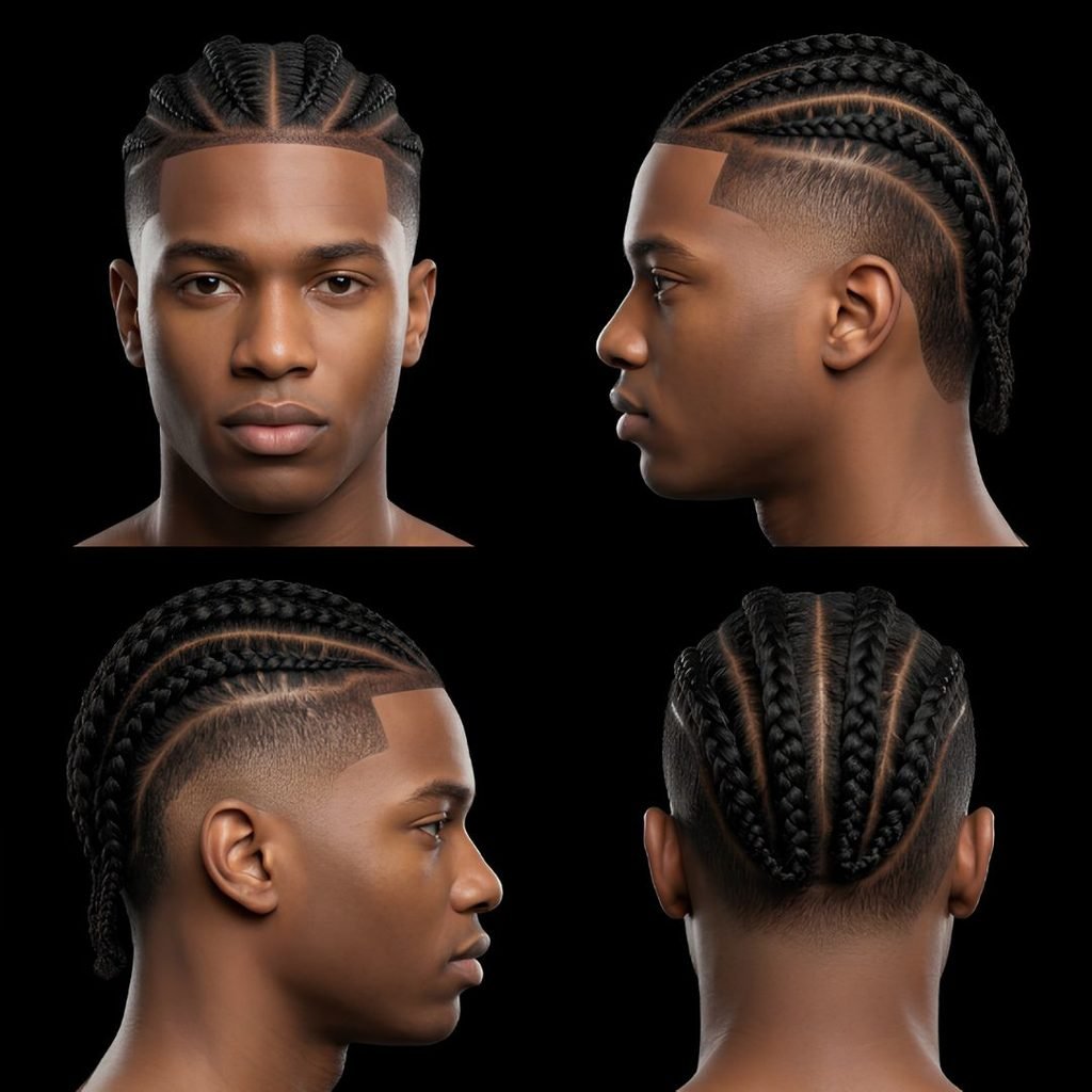 Braided Long Hair Burst Fade