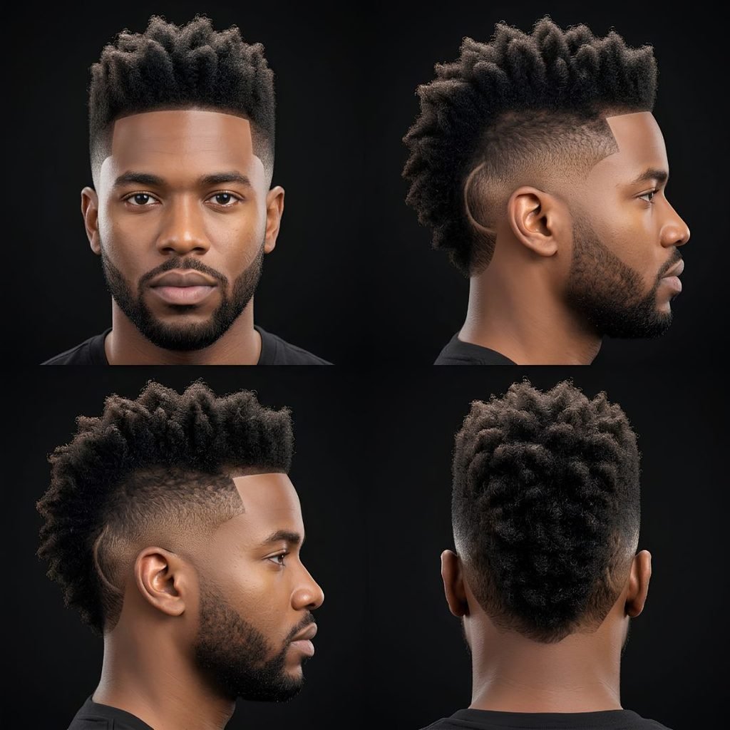 Burst Fade Mohawk for Black Men