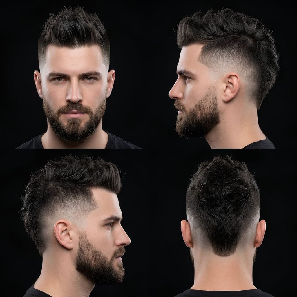 Burst Fade Mohawk with Beard