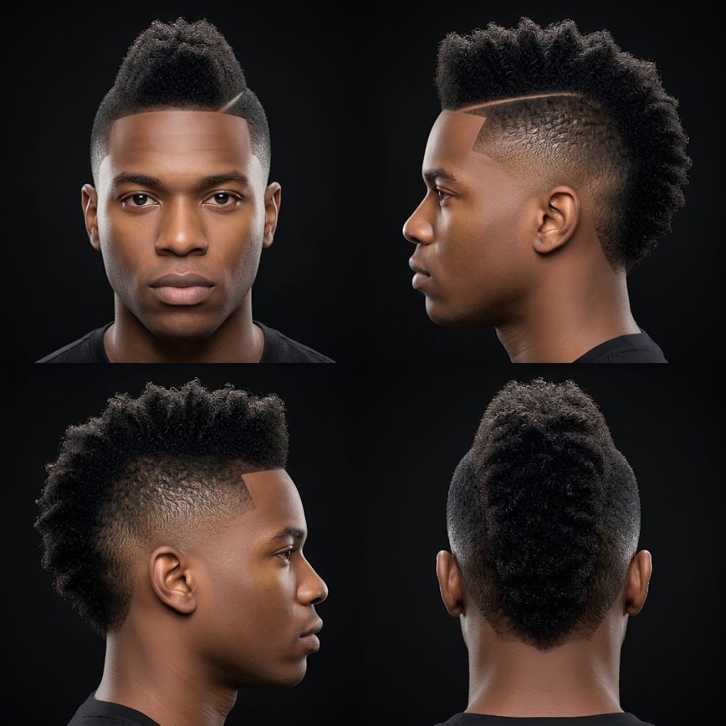 Burst Fade Mohawk with Hard Part