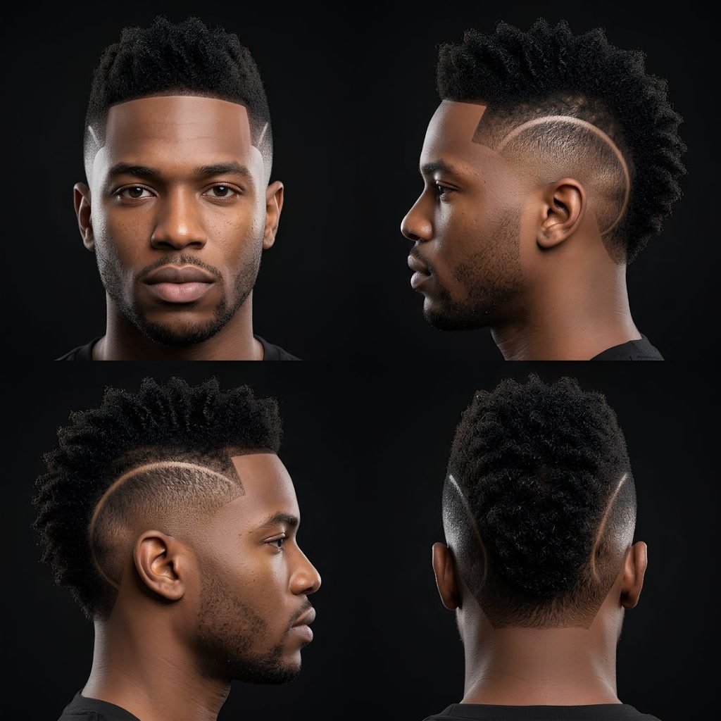Burst Fade Mohawk with Line Up