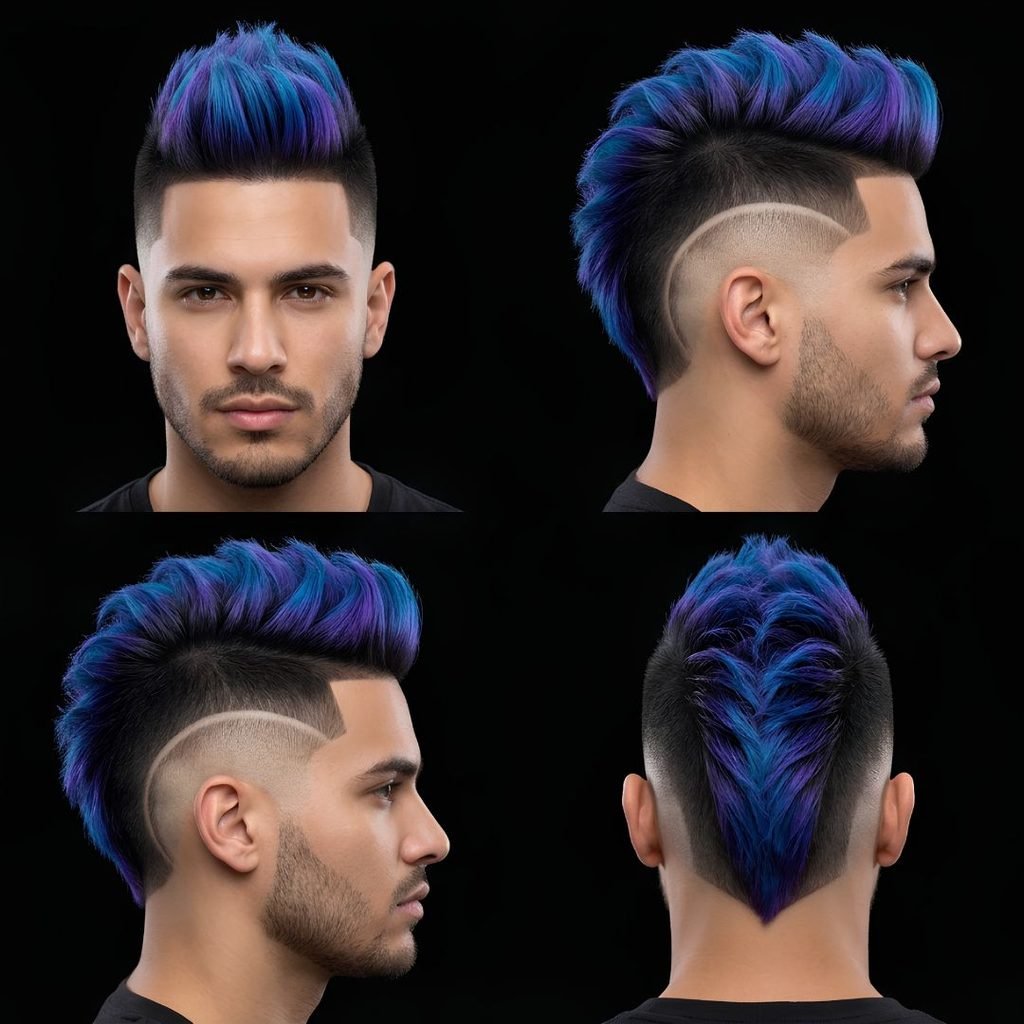 Colored Burst Fade Mohawk
