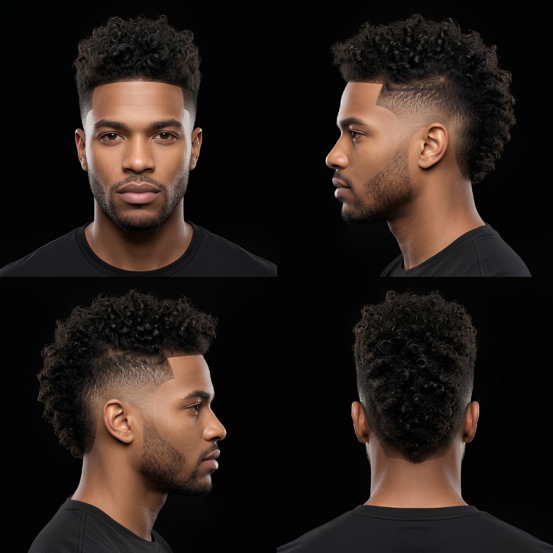 Curly Burst Fade Mohawk