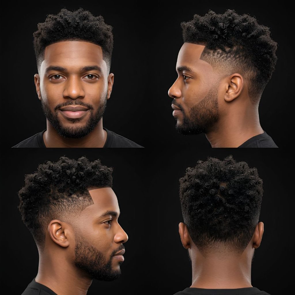 Curly Burst Fade with Textured Top