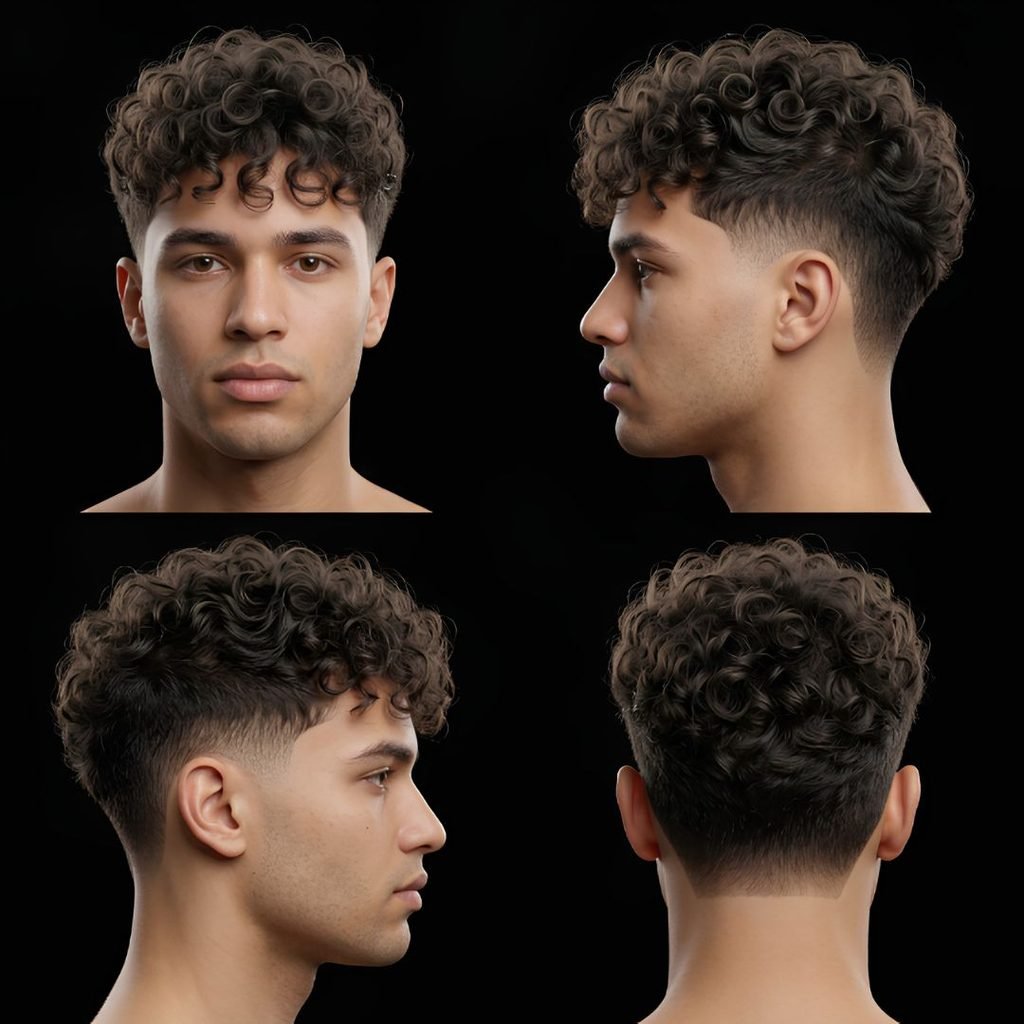 Curly Long Hair Burst Fade