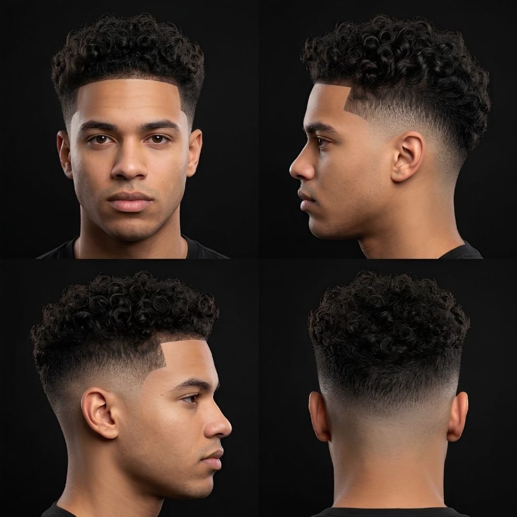 Curly Mid Burst Fade