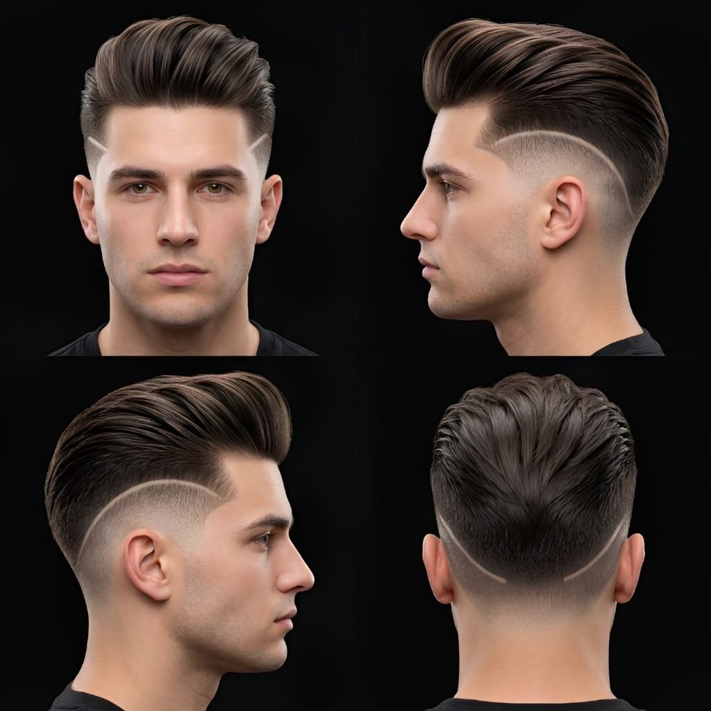High Burst Fade Pompadour