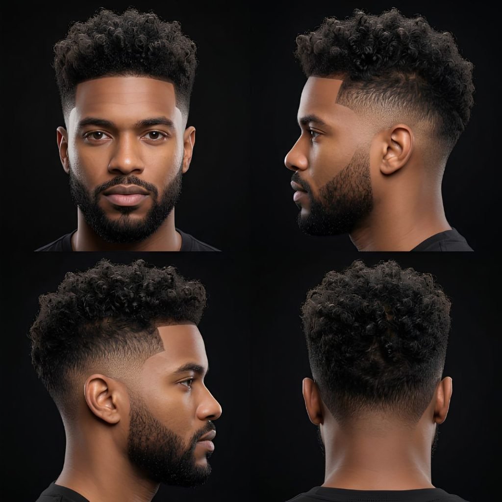 High Curly Burst Fade