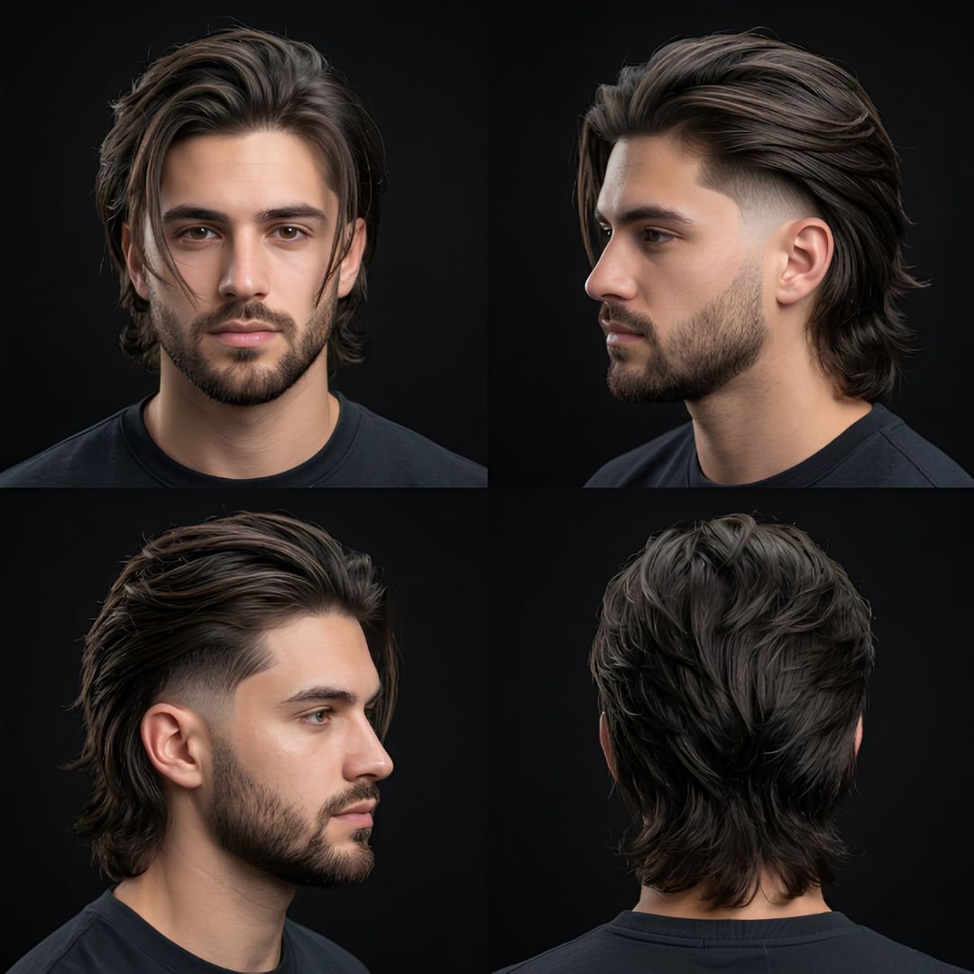Layered Long Hair Burst Fade