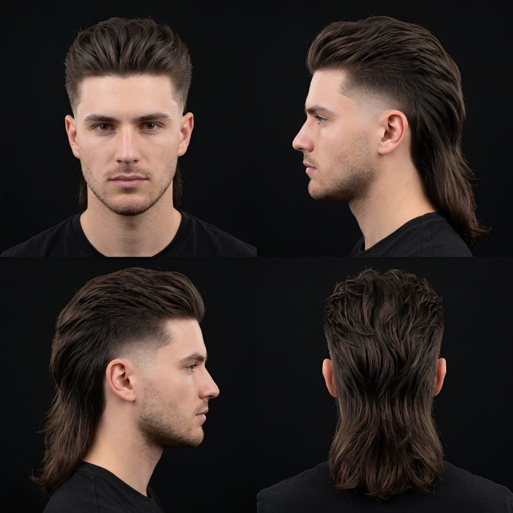 Long Hair Burst Fade Mullet