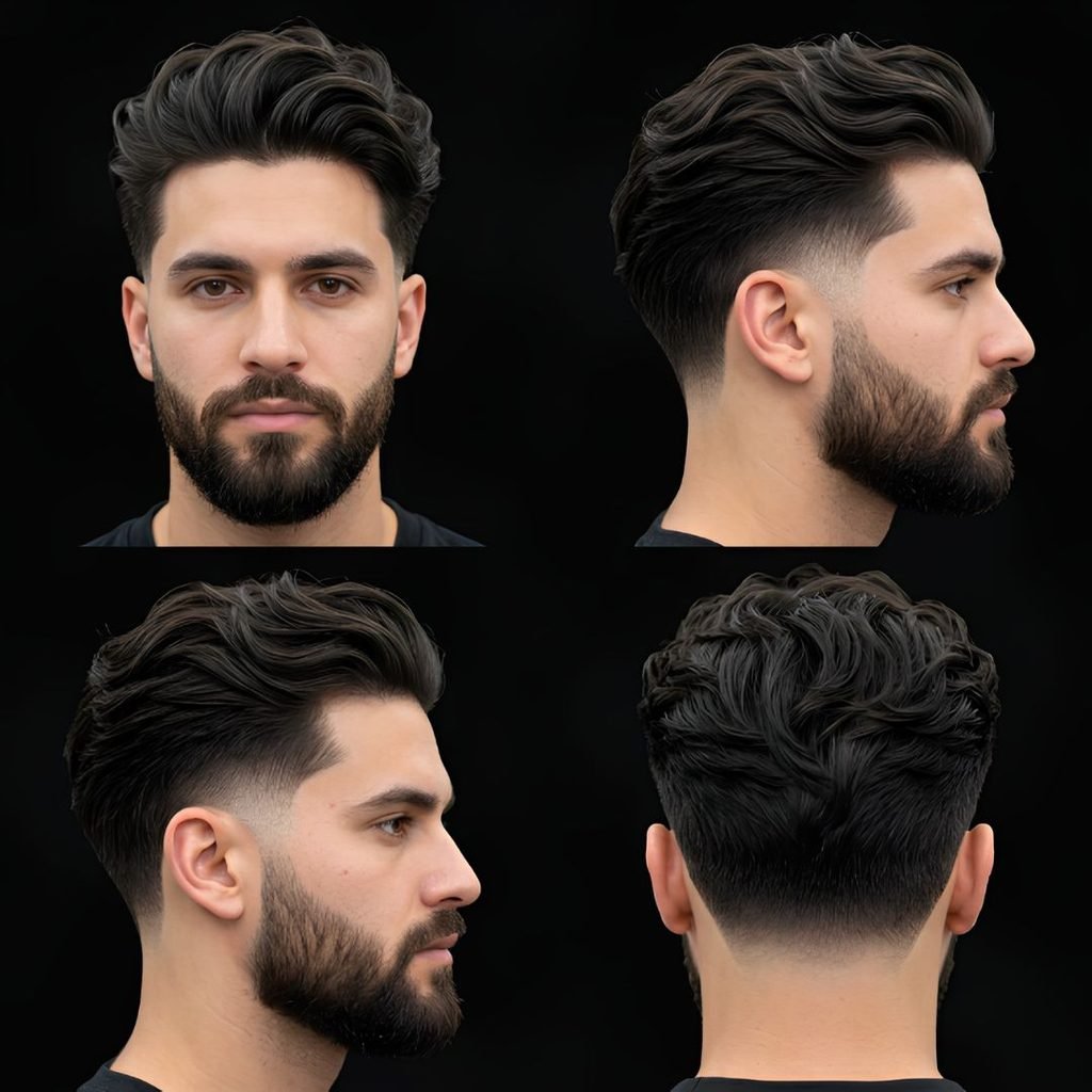 Long Hair Burst Fade with Beard