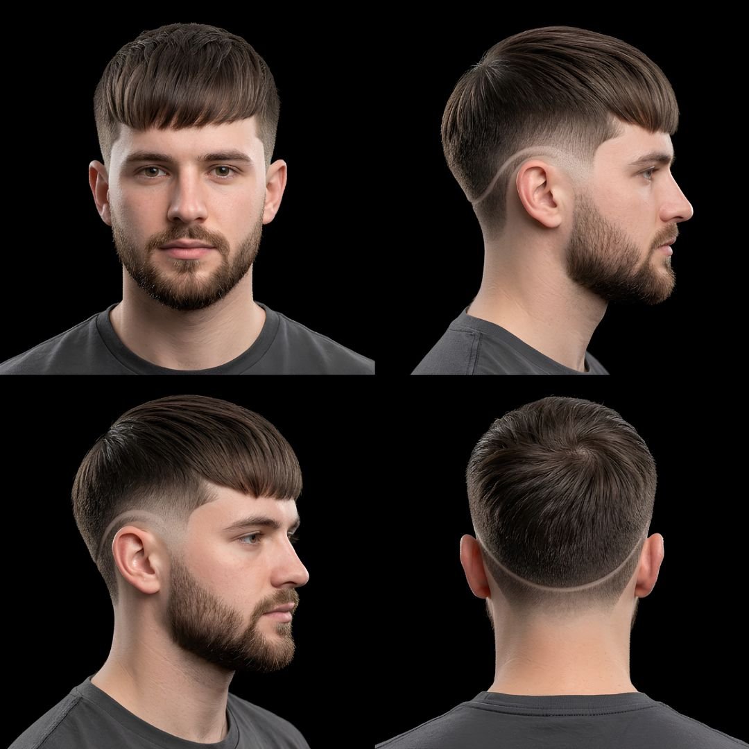 Medium Straight Hair Burst Fade