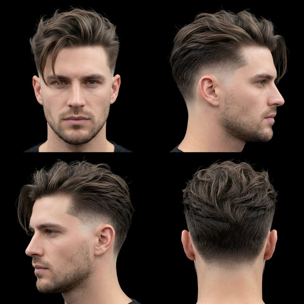 Messy Long Hair Burst Fade