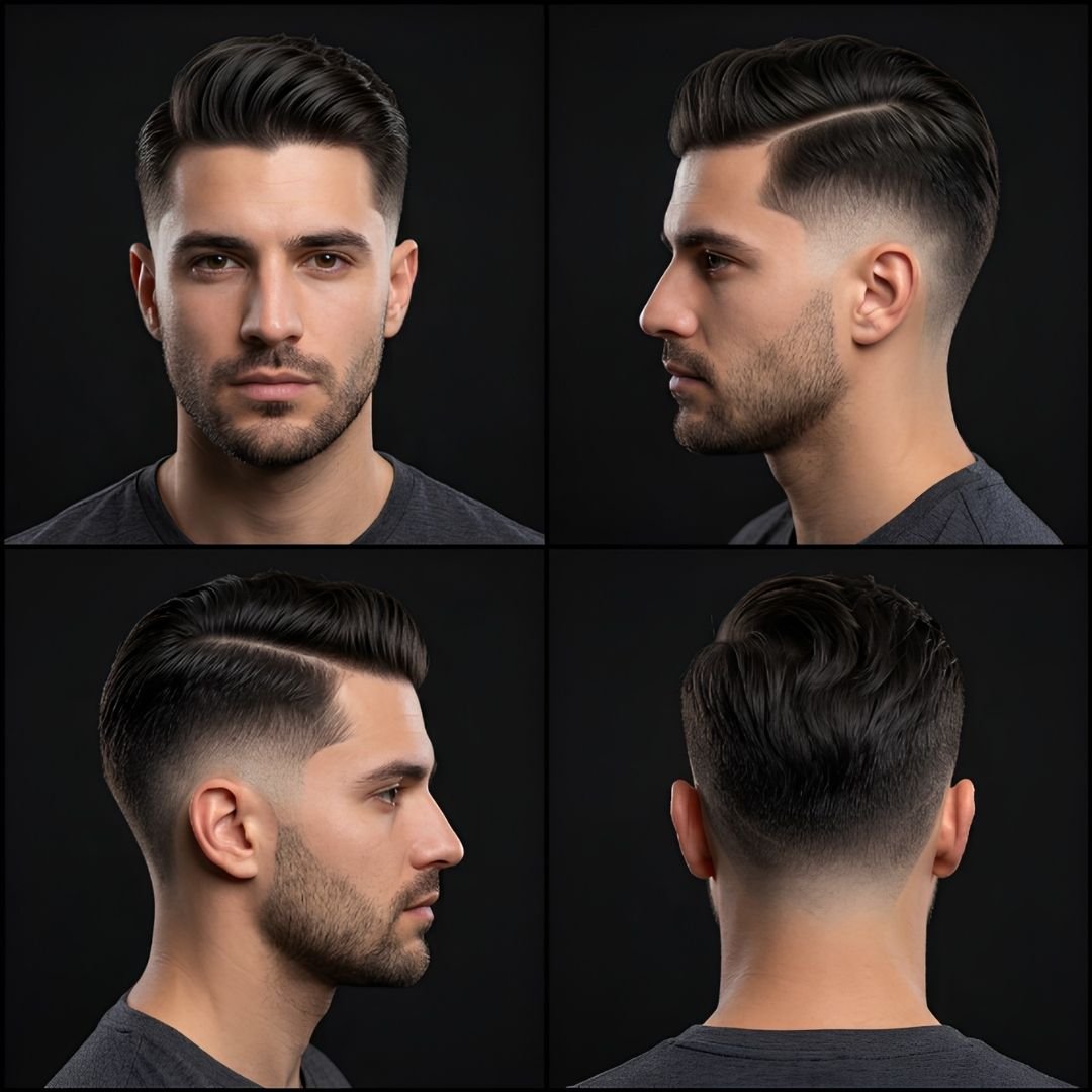 Mid Burst Fade Comb Over