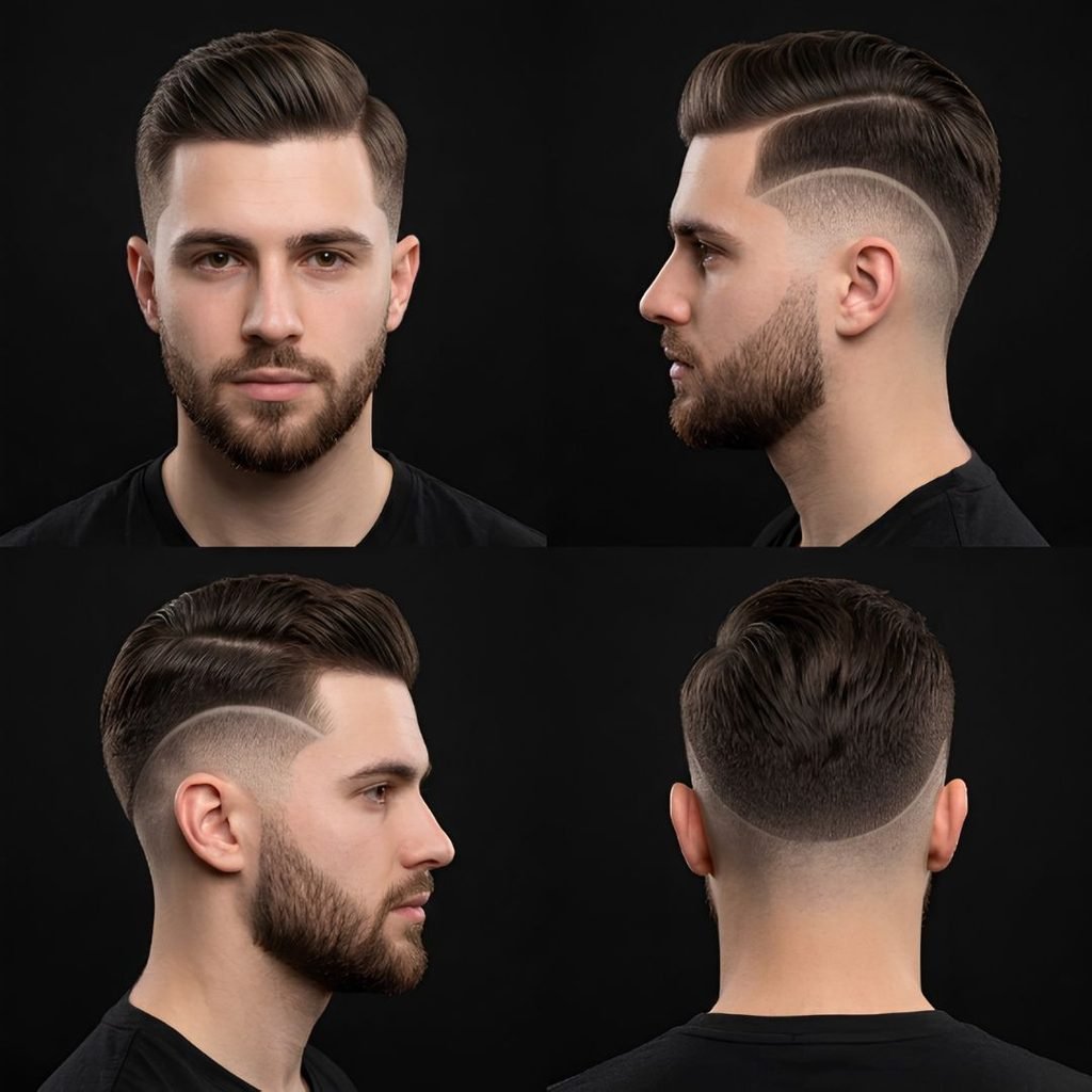 Mid Burst Fade With Side Part