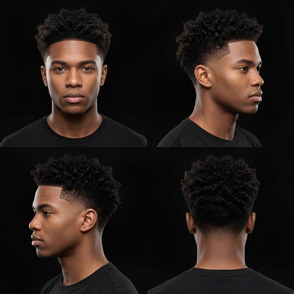 Mid Curly Burst Fade
