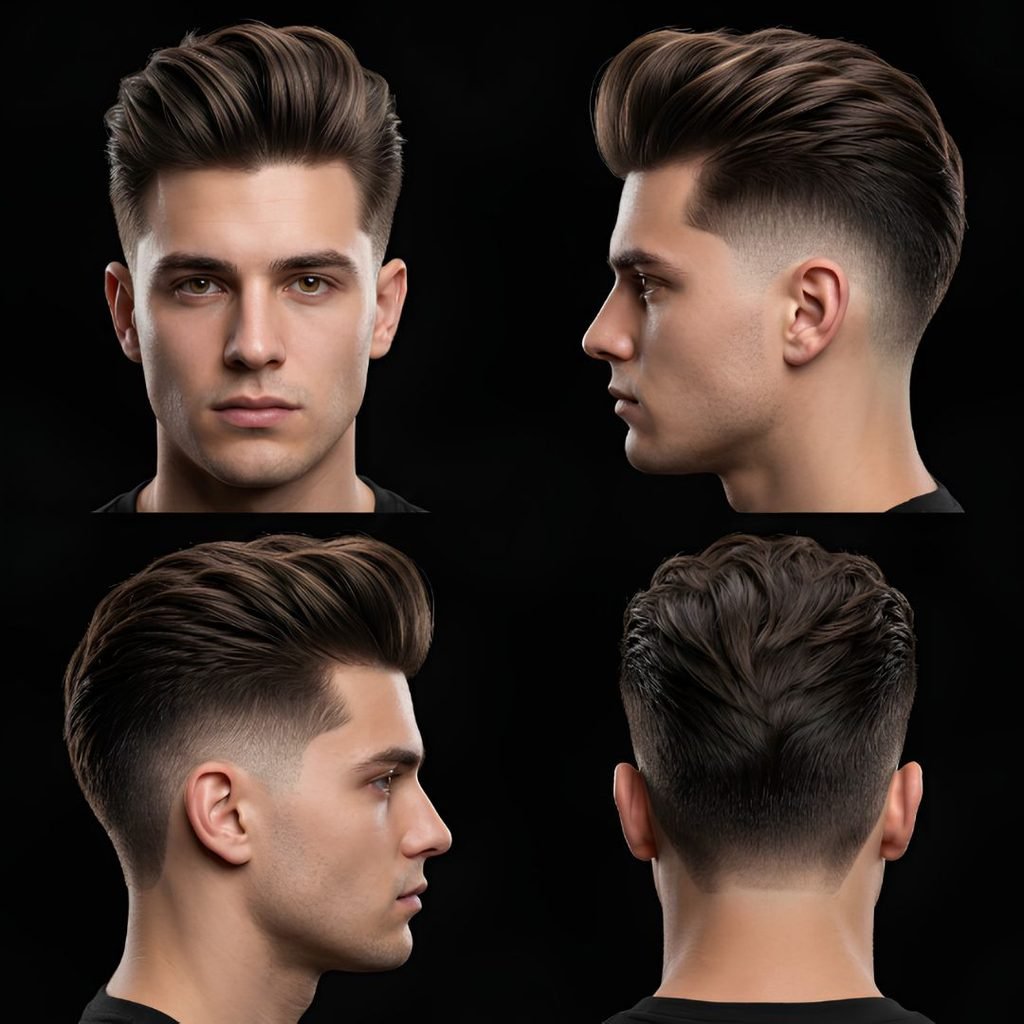 Pompadour Long Hair Burst Fade