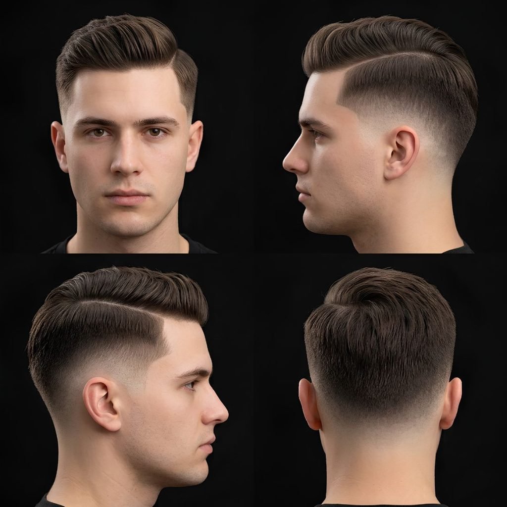 Side Part Burst Fade Taper