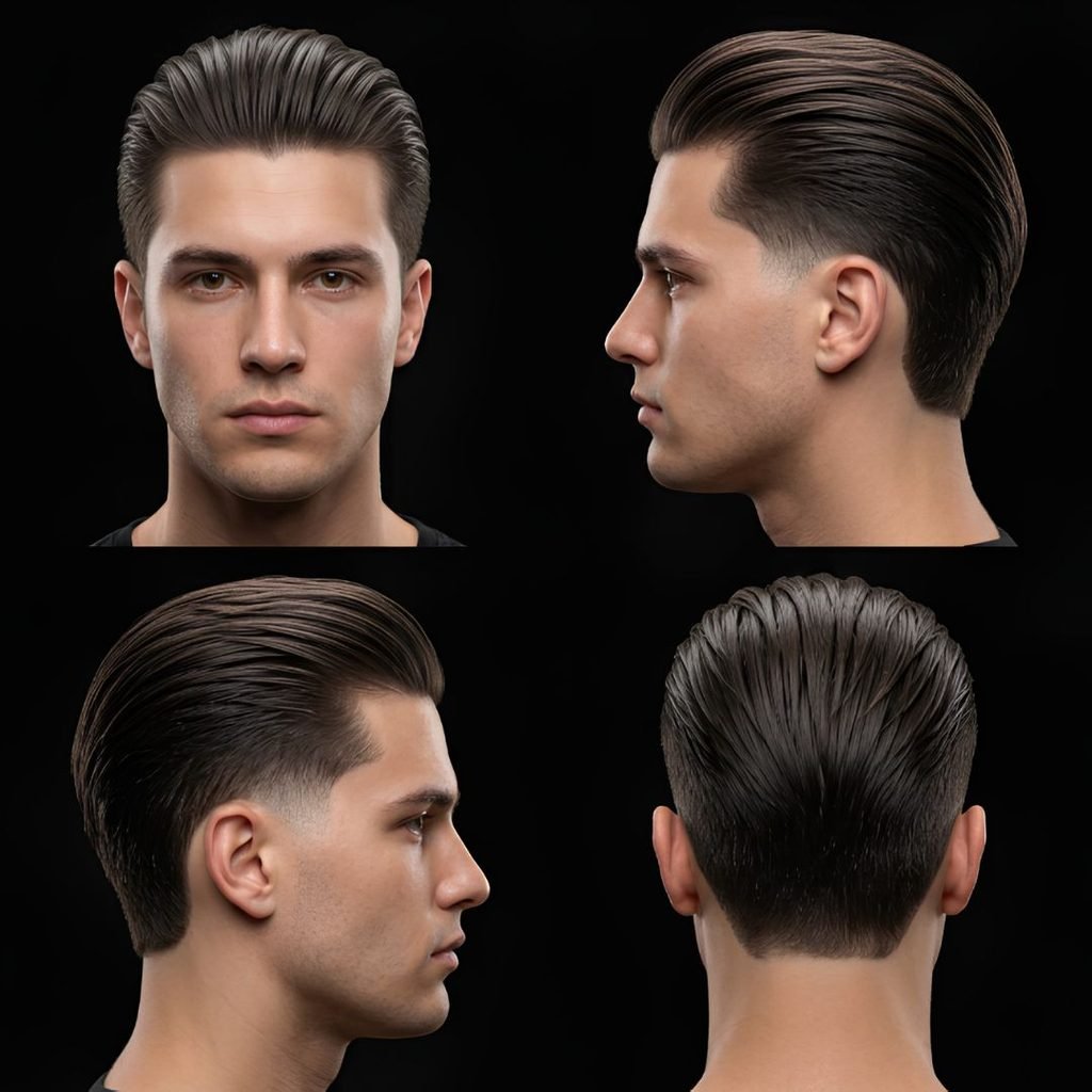 Slick Back Long Hair Burst Fade