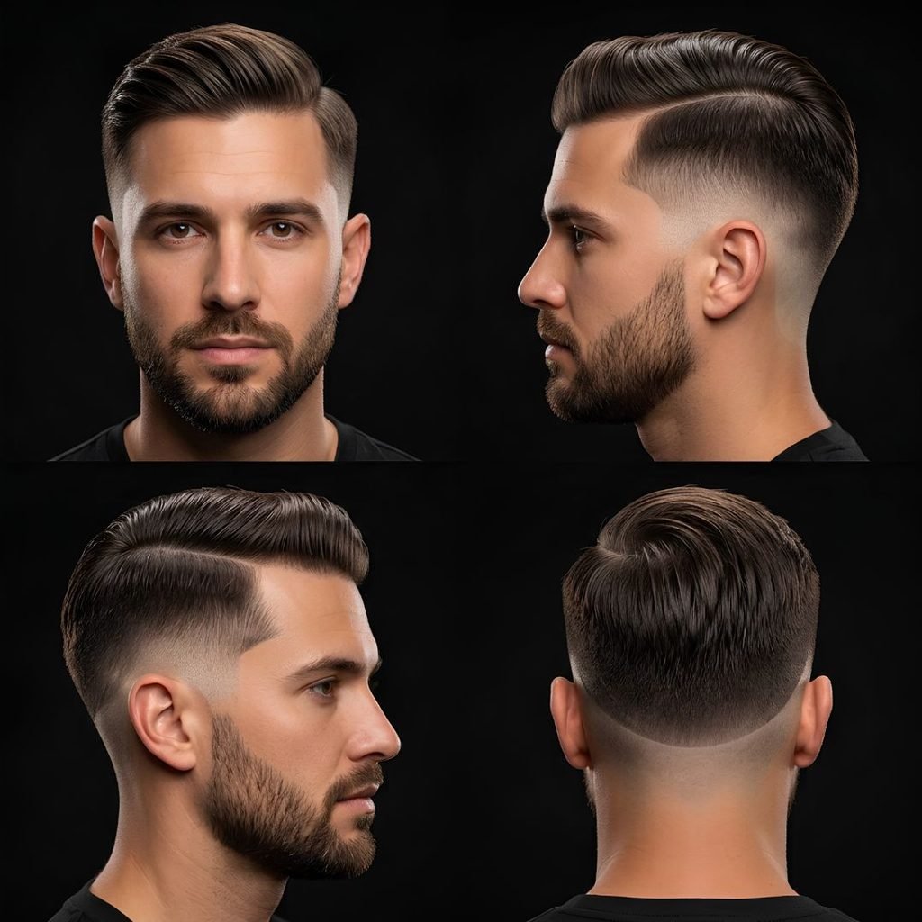 Straight Burst Fade Comb Over