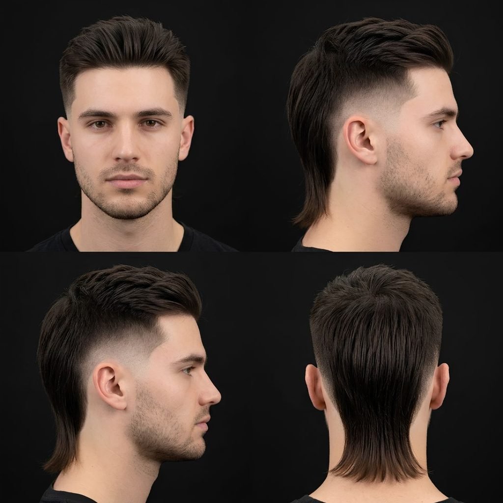 Straight Burst Fade Mullet