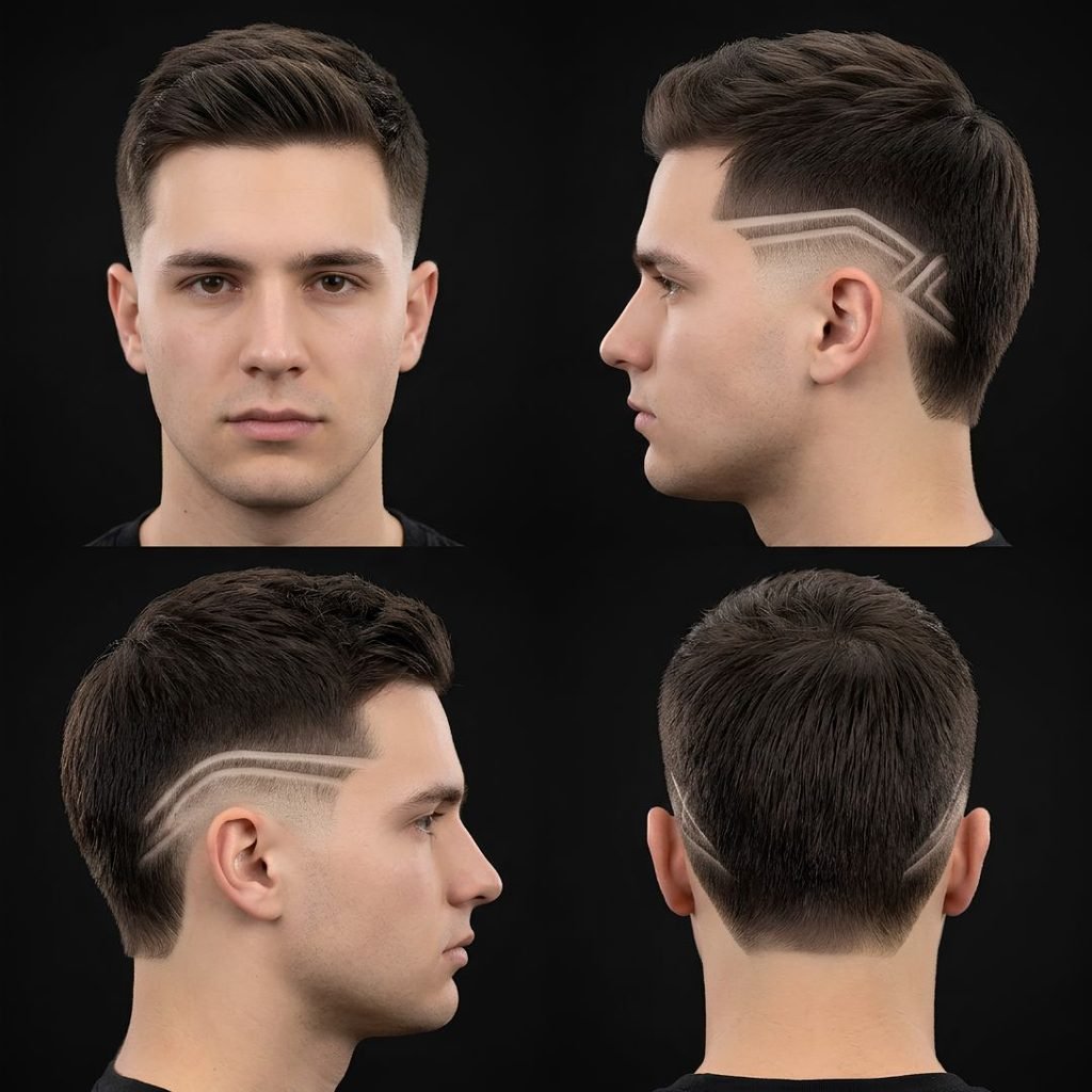 Straight Burst Fade with Design