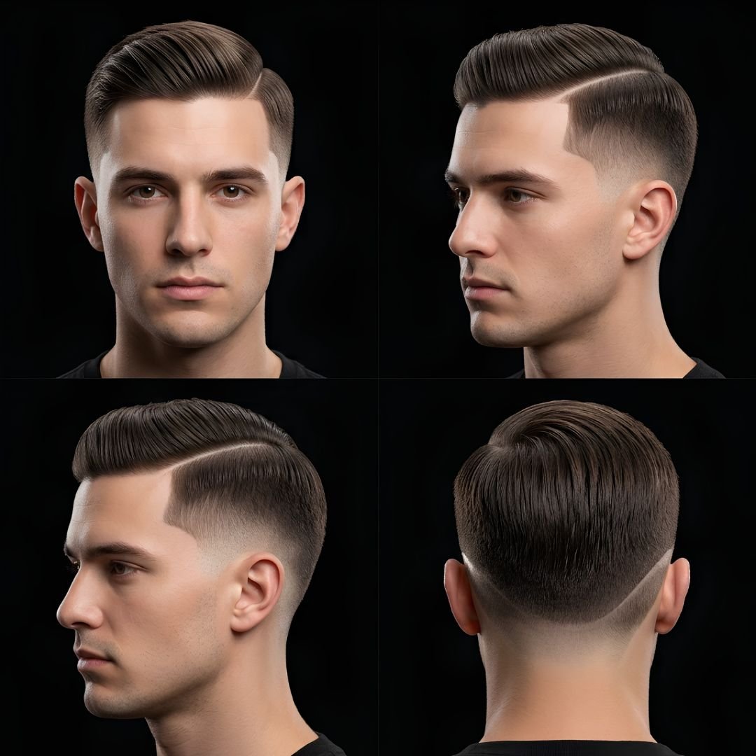 Straight Burst Fade with Hard Part