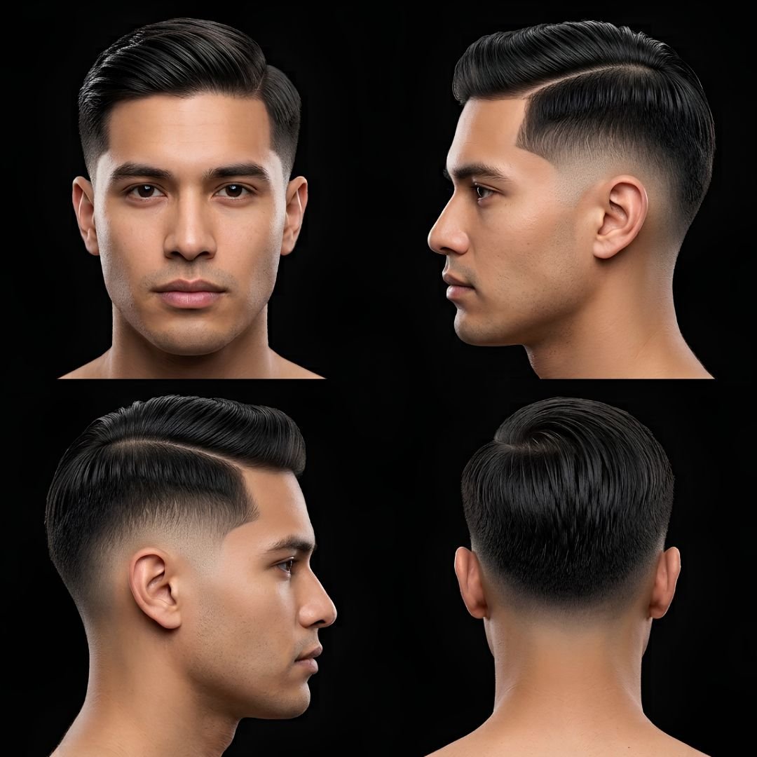 Straight Burst Fade with Side Part