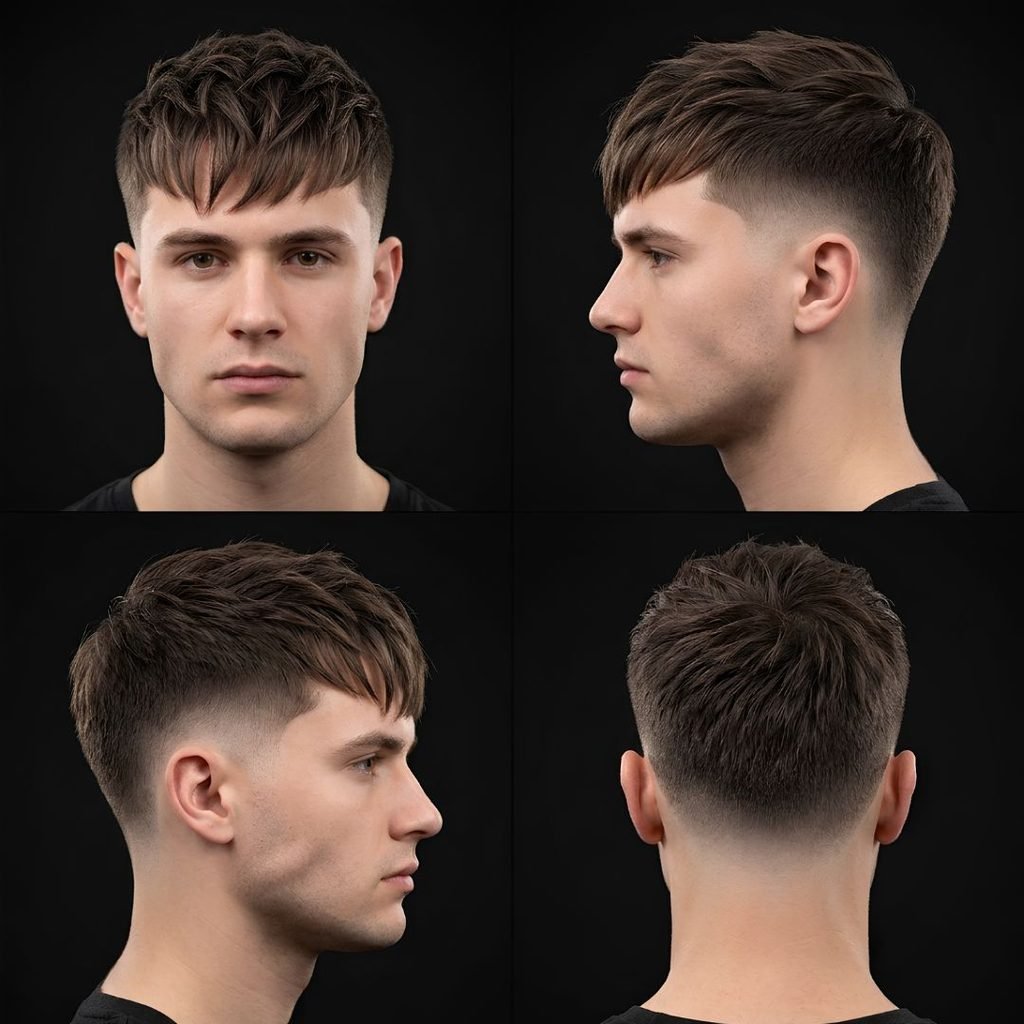 Straight Burst Fade with Textured Fringe