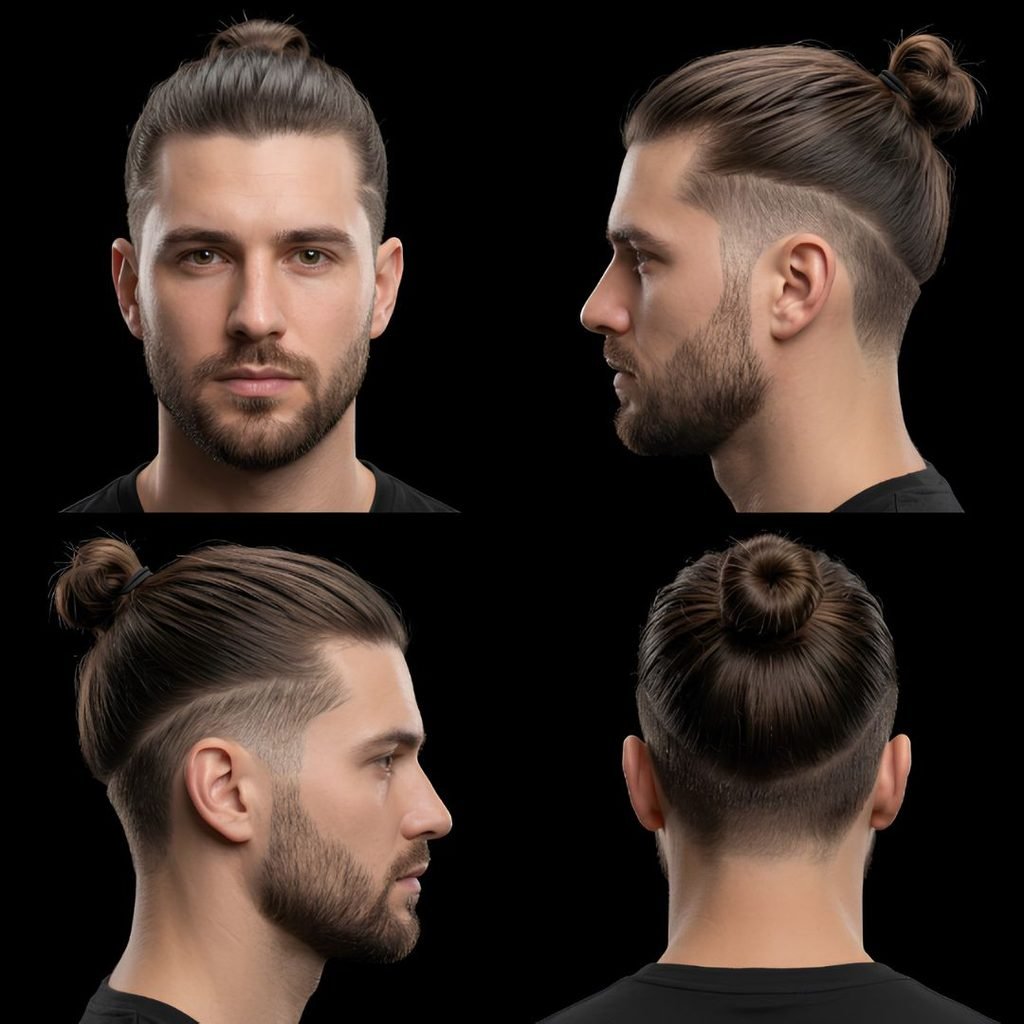 Straight Long Hair Burst Fade