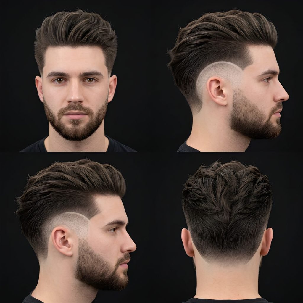 Textured Long Hair Burst Fade