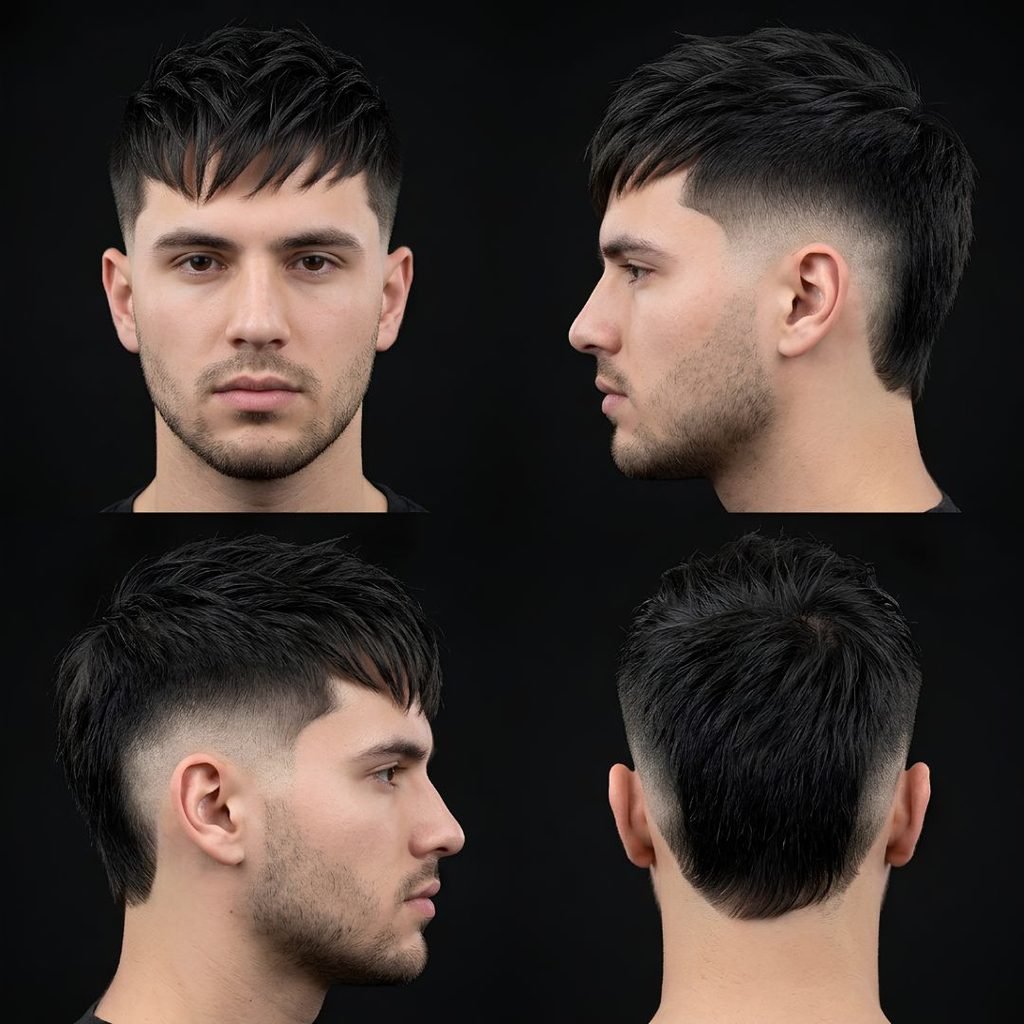 Textured Straight Burst Fade