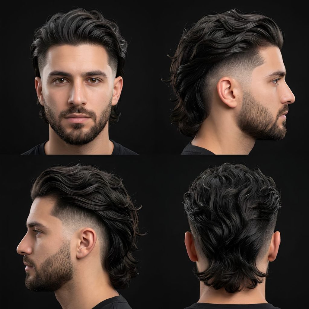 Wavy Long Hair Burst Fade