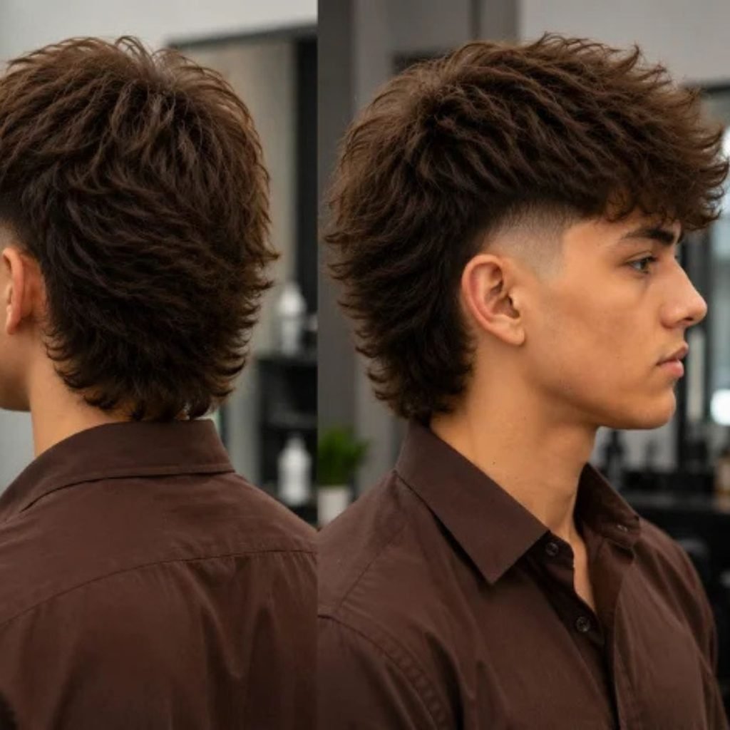 13. Fluffy Burst Fade Mullet