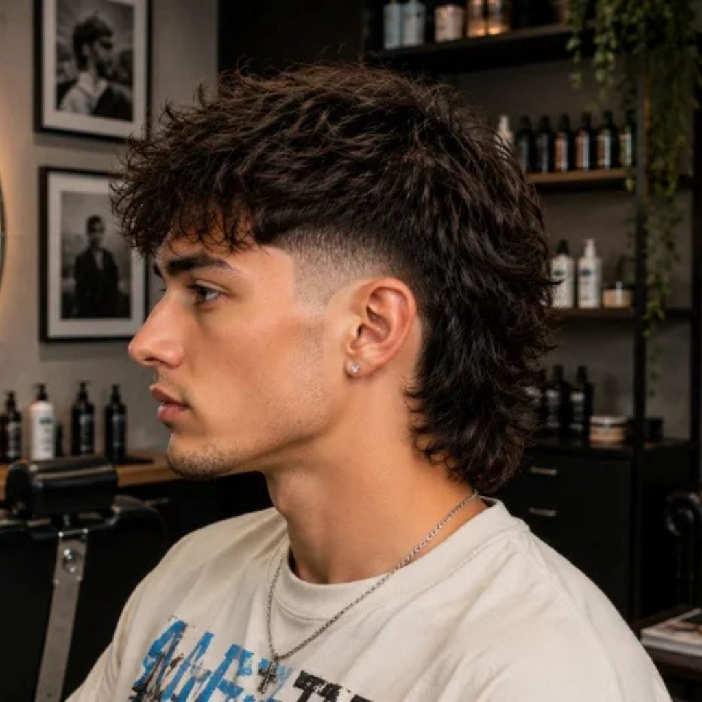 2. Mid Burst Fade Mullet