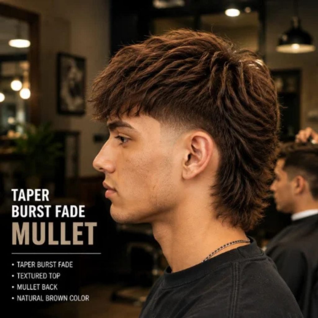 9. Taper Burst Fade Mullet